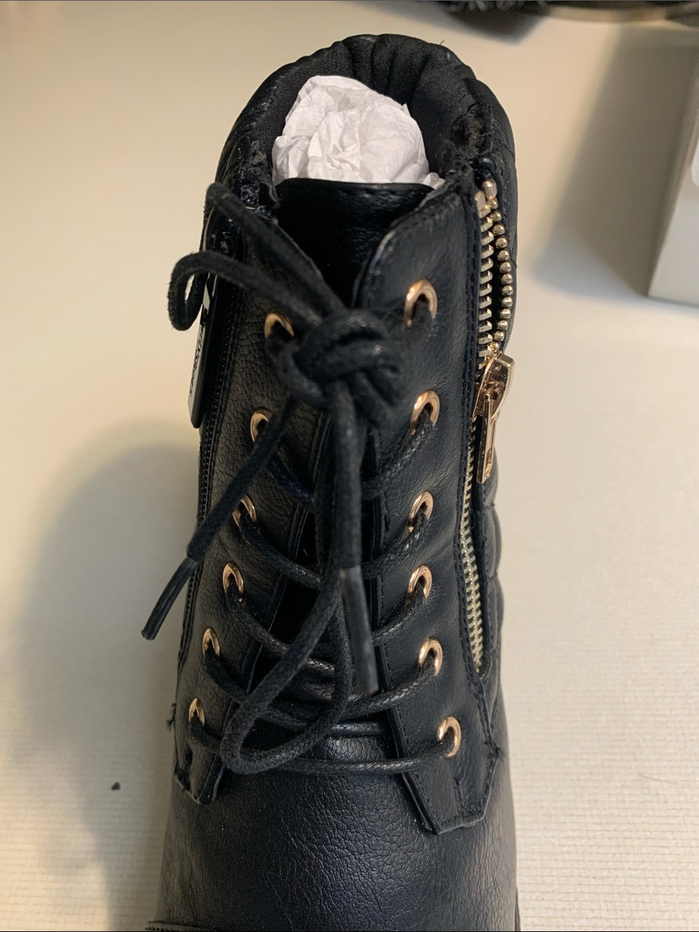 Daily San Francisco Black Quilted Lace-Up Ankle Boots with Side Zip - Women.NWT - Picture 5 of 7
